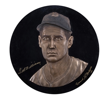 Ted Williams Signed Giant 18" Armand LaMontagne Bronze and Wooden Medallion Artist Proof (JSA) 